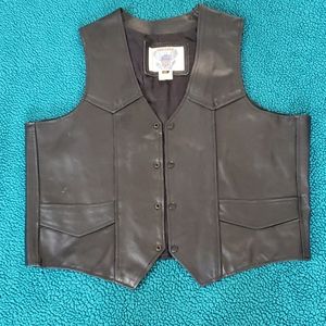 Vanguard Black LEATHER Bikers Motorcycle Vest XL
